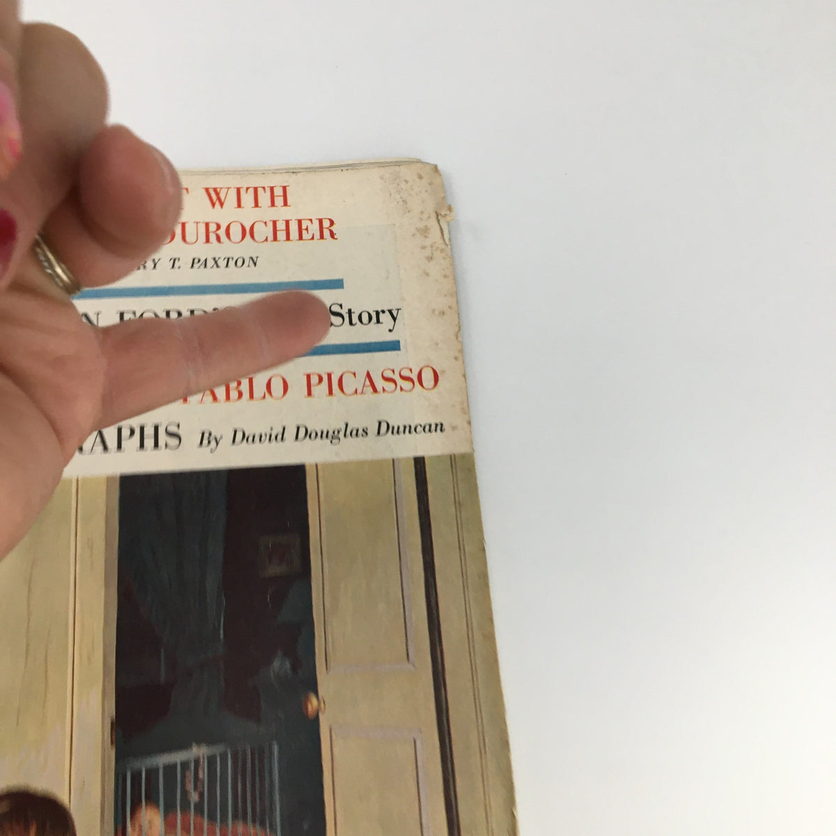 Cover image of The Saturday Evening Post dated January 4, 1958, featuring an article on the private life of artist Pablo Picasso with a finger pointing at the title.