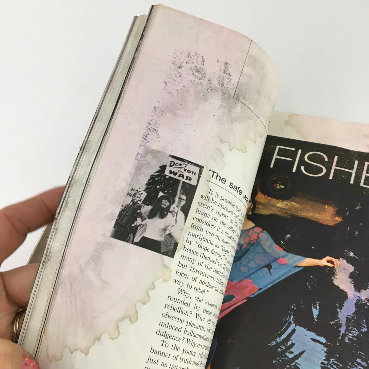 Interior page of The Saturday Evening Post May 21 1966 with visible wear, showcasing an article discussing the youth culture and political climate of the 1960s.