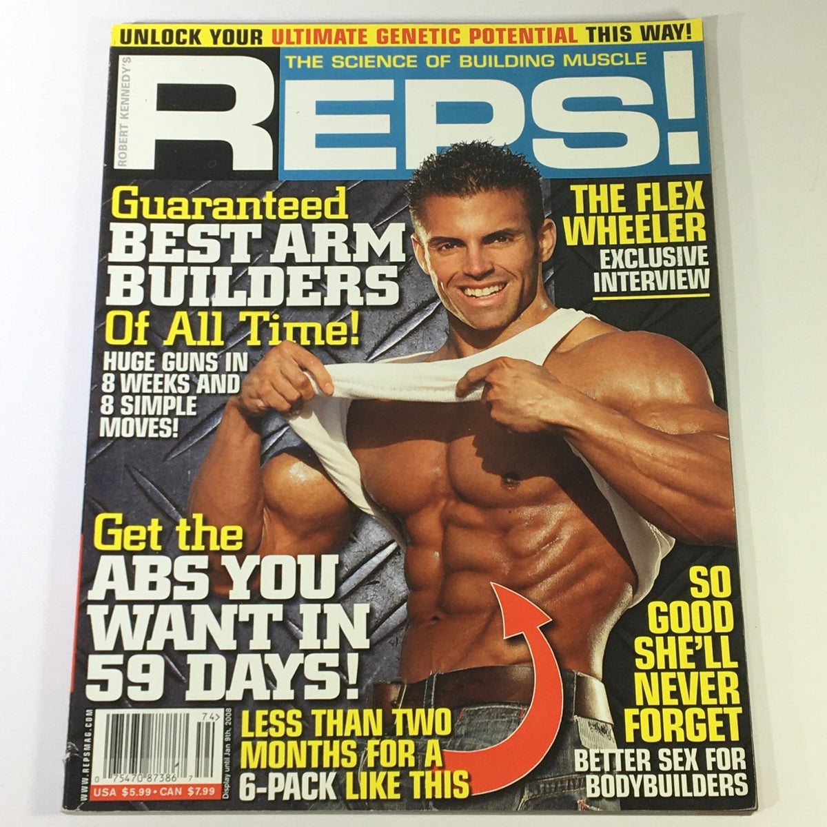 Cover of Reps Magazine Winter 2007 #8 featuring fitness icon Chris Jalali, showcasing Best Arm Builders, with a focus on arm training and fitness insights.