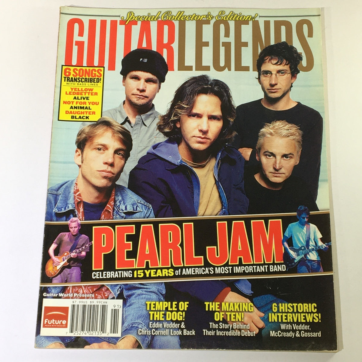 Cover of Guitar Legends Magazine 2005 featuring Pearl Jam, Eddie Vedder, Chris Cornell, and a special collectors' edition tribute to America's important rock band.