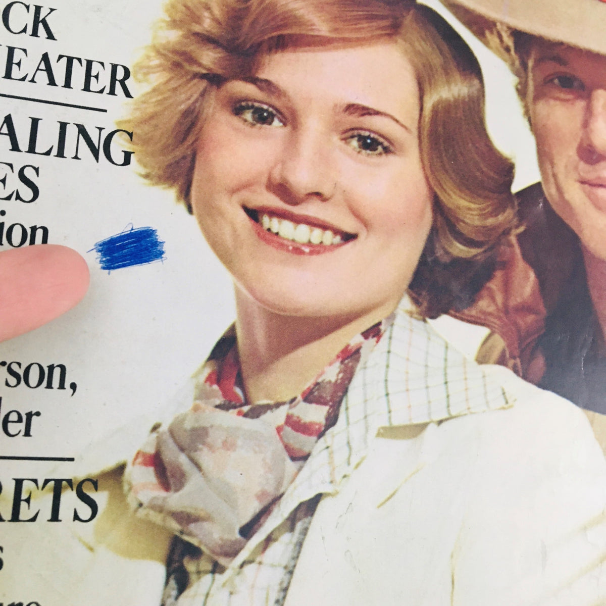 Detailed close-up of Bonnie Lysohir from the Seventeen Magazine October 1973 cover, capturing her signature style and 1970s fashion.