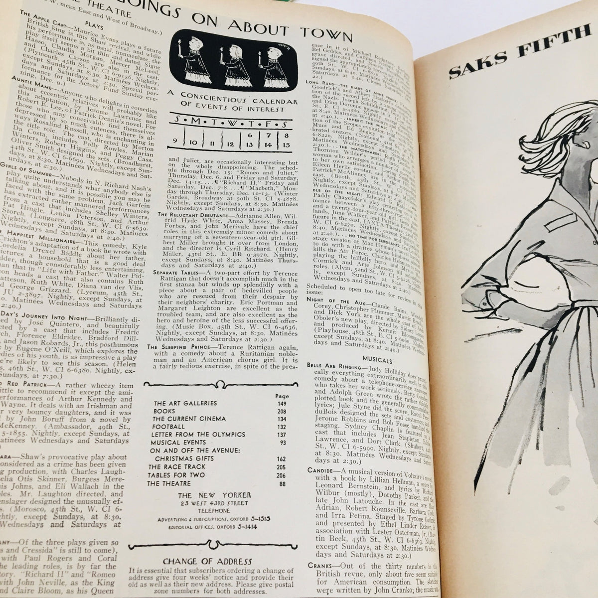 Interior page of The New Yorker Magazine December 8, 1956, displaying articles and event listings from that era, reflecting the cultural landscape of the time.