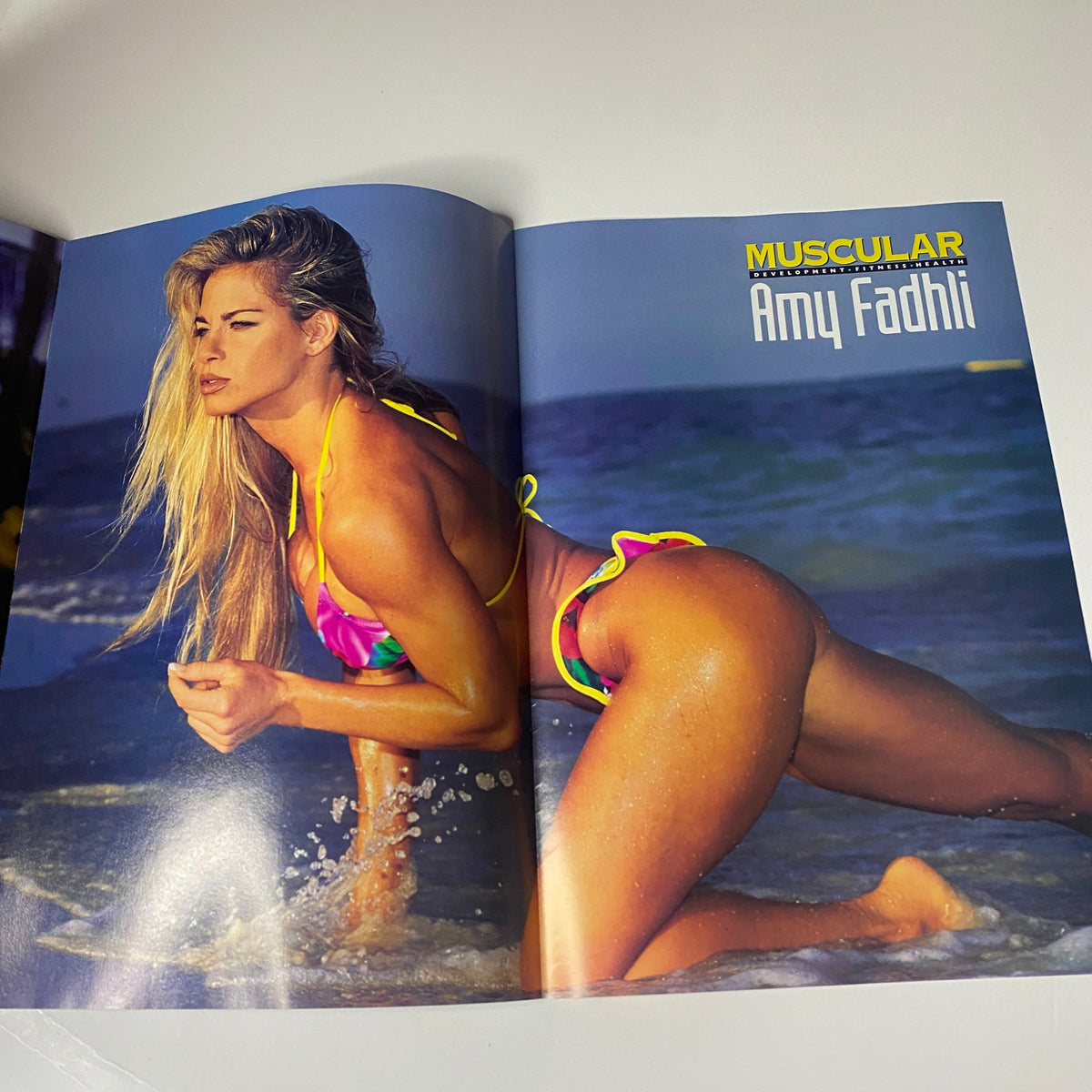 Centerfold in Muscular Development Magazine June 1995 featuring fitness model Amy Fadhli, promoting health and fitness lifestyle.