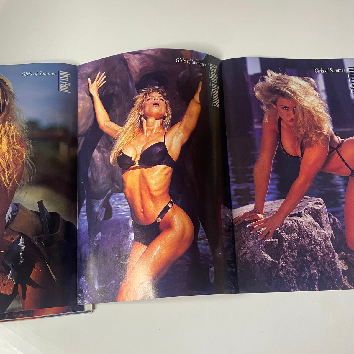 Images of fitness models from the 'Girls of Summer' feature in Muscular Development Magazine September 1995, emphasizing summer bodybuilding aesthetics.