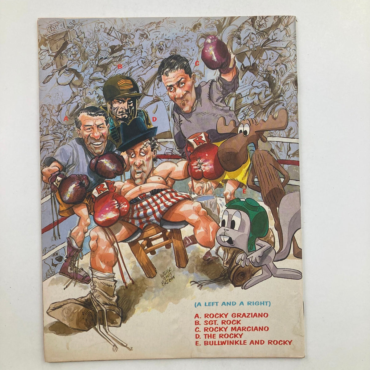 Back cover of Cracked Magazine May 1991 No. 262 displaying a colorful cartoon illustration of boxing characters, highlighting themes from the film Rocky and playful humor.