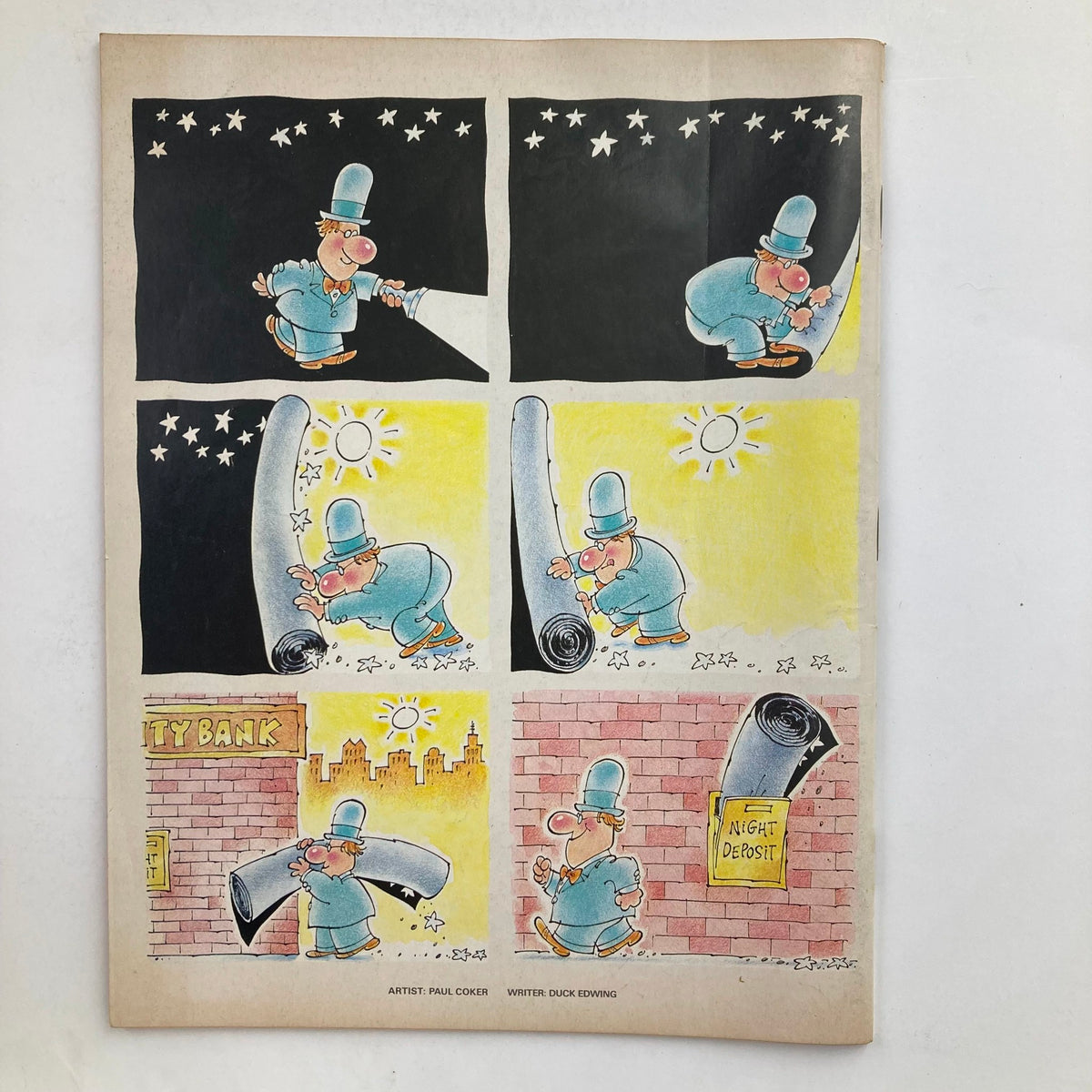 Back page comic strip from Mad Magazine June 1990 No. 295, illustrated by Paul Coker and written by Duck Edwing, displaying comedic scenes.