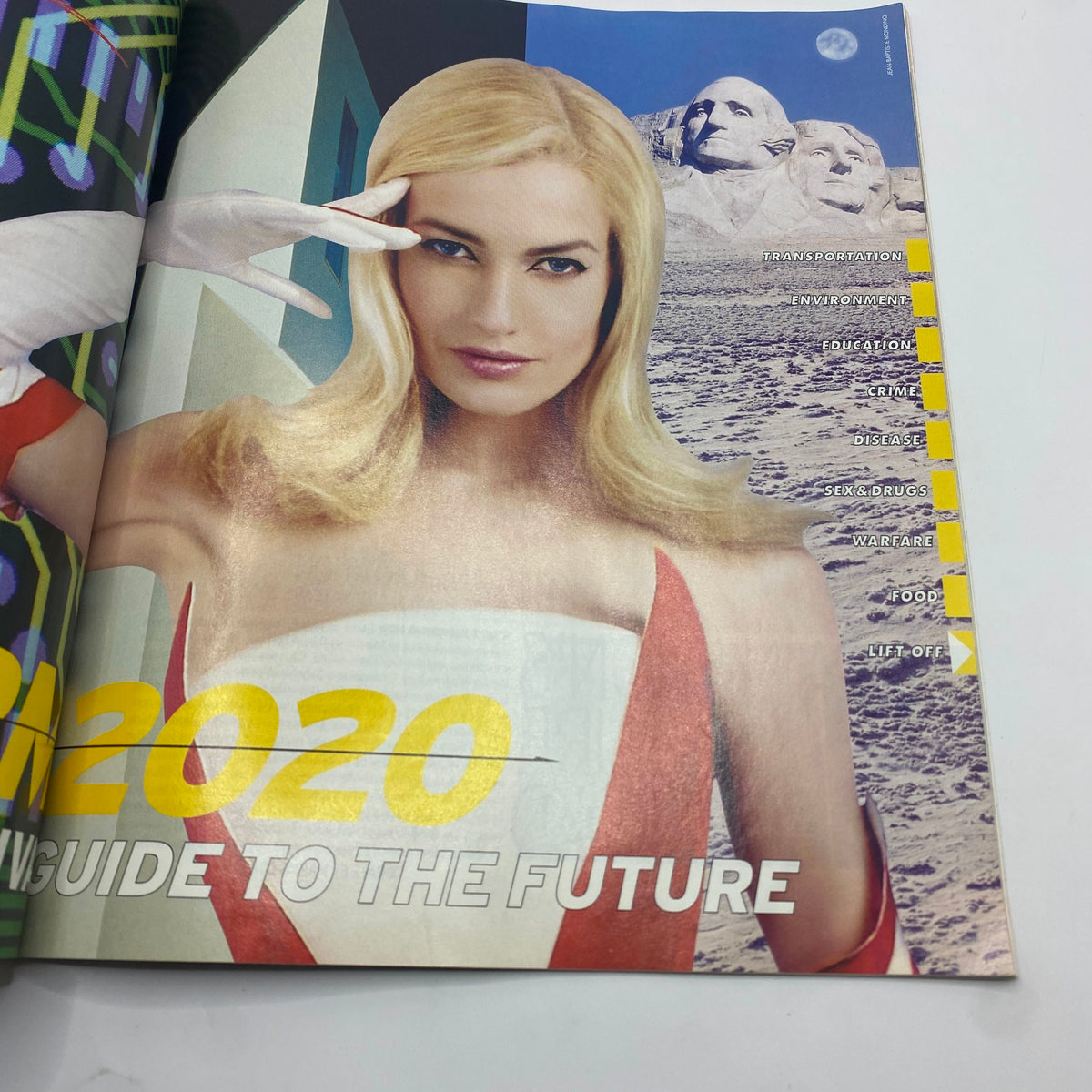 Image from George Magazine February 1997 featuring an attractive model and discussing future concepts in fashion and culture.