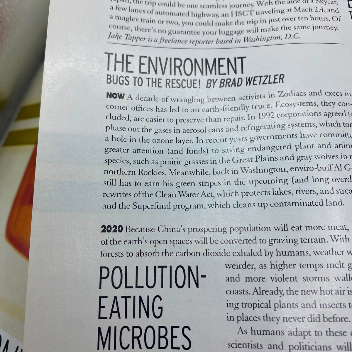 An article titled 'The Environment Bugs to the Rescue!' from George Magazine February 1997, featuring content about environmental issues and ozone layer protection.