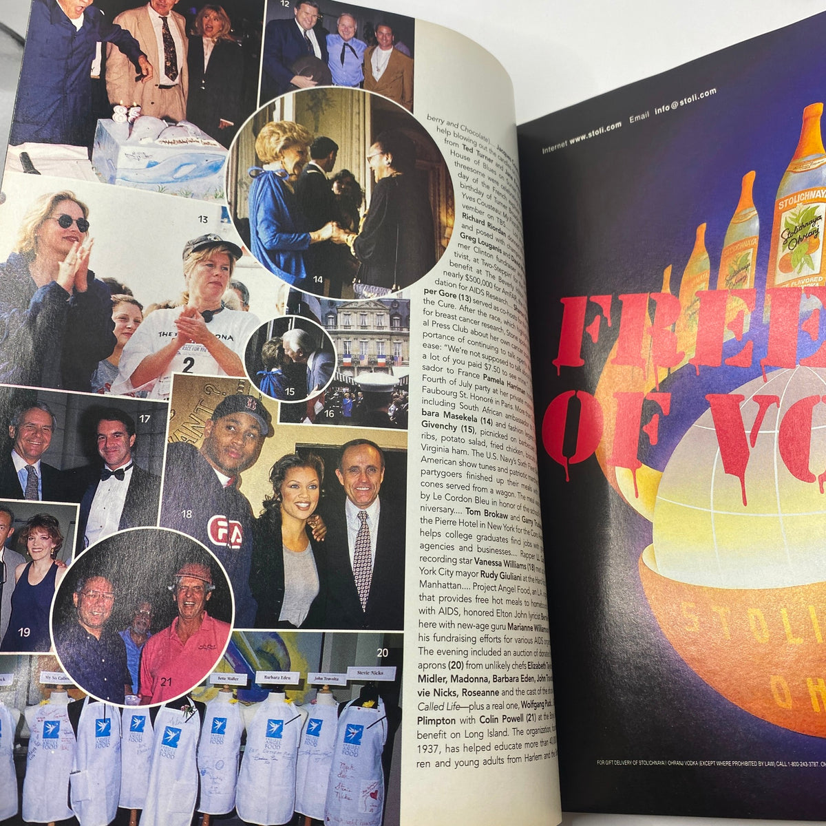 Collage of images featuring celebrity events and prominent figures showcased in George Magazine October - November 1995, reflecting the vibrant culture of the time.