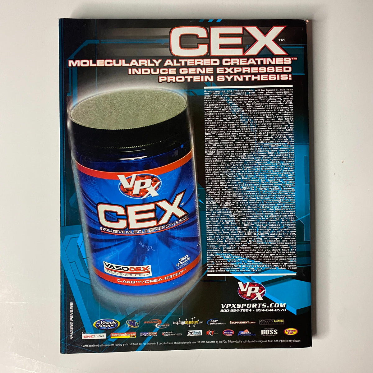 Muscular Development Magazine September 2004 Melvin Anthony - Back cover showcasing VPX Sports CEX product advertisement for performance enhancement.