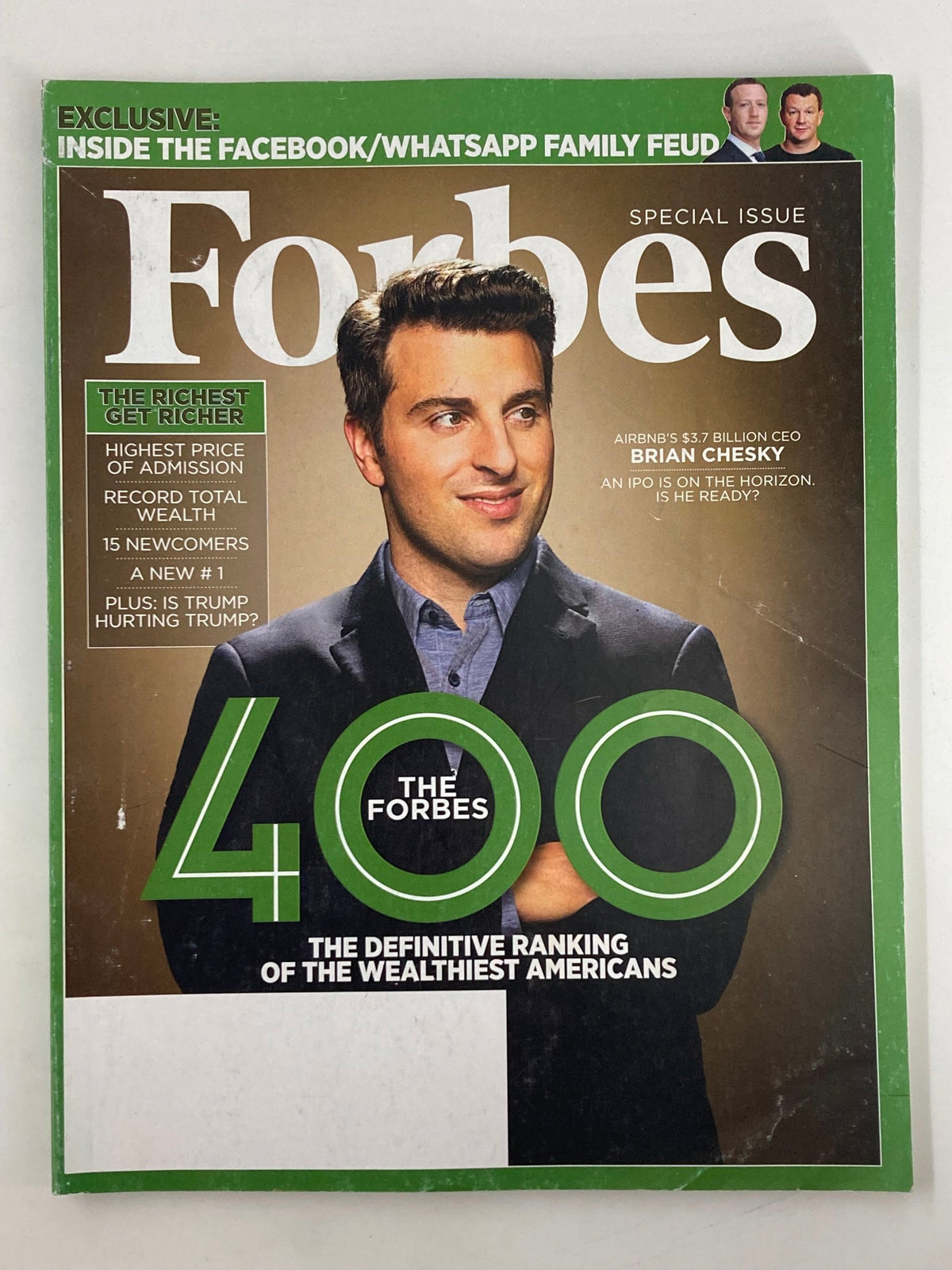 Forbes Magazine cover featuring Brian Chesky from October 31, 2018, showcasing The Forbes 400, a special issue highlighting the wealthiest Americans.