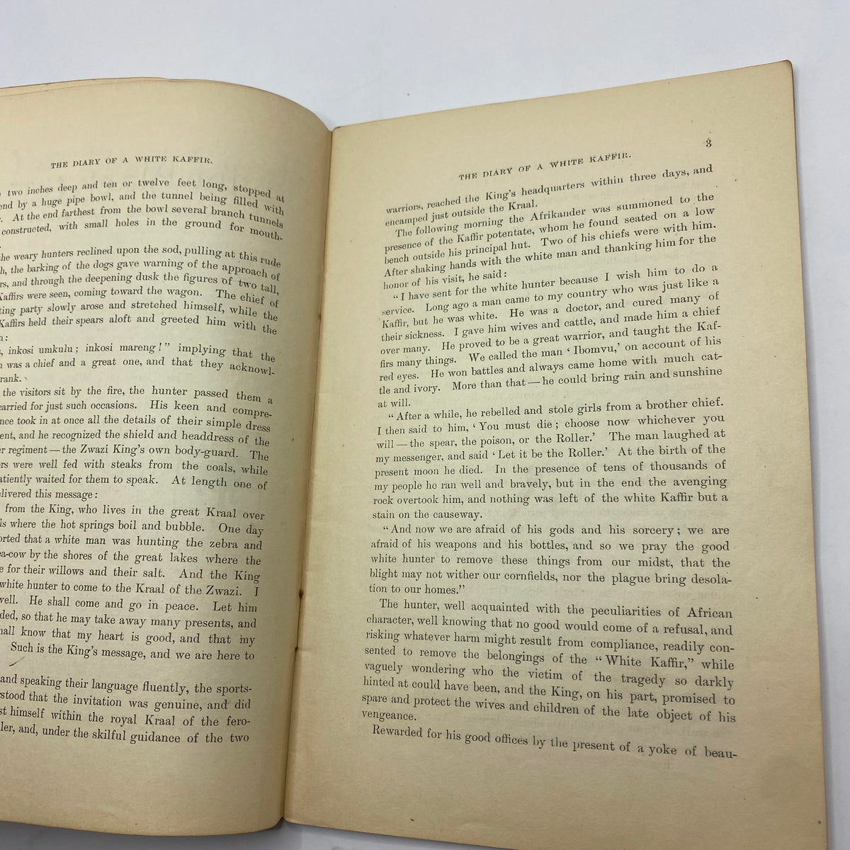 Inside page of VTG The Black Cat Magazine September 1899 with text from the story 'The Diary of a White Kaffir,' providing a glimpse into the literary content of the issue.