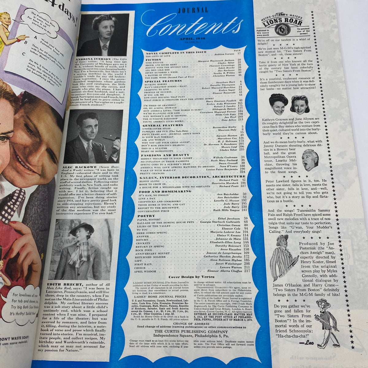 Ladies' Home Journal Magazine April 1946 The Gifts of Love GD Interior