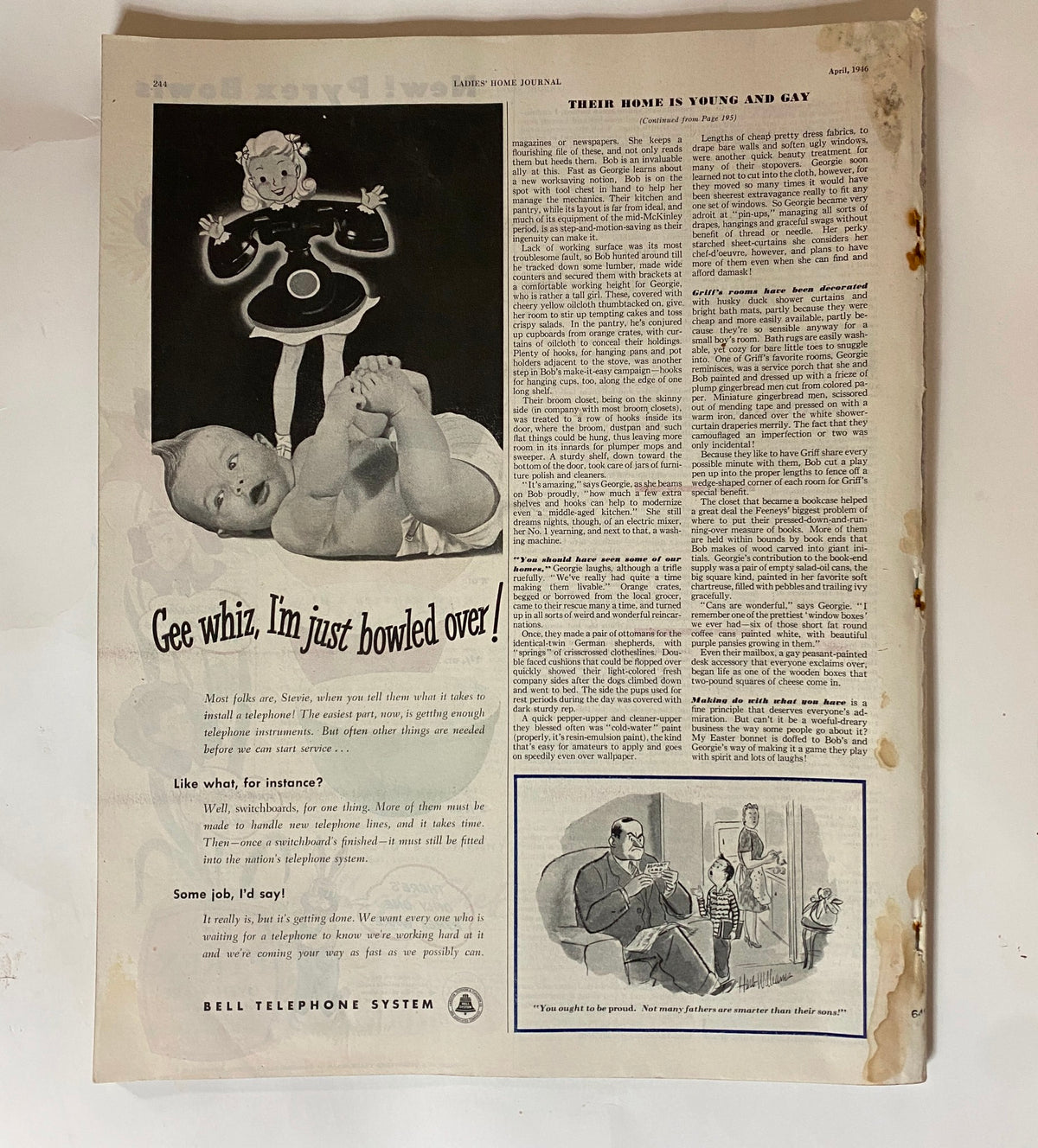 Ladies' Home Journal Magazine April 1946 The Gifts of Love GD Interior