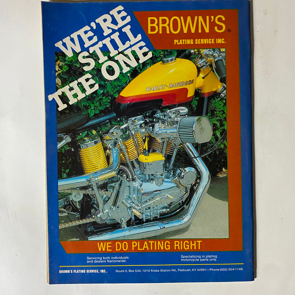 Cover of VTG Biker Lifestyle Magazine from November 1984 titled The Laconia '84, showcasing a Harley-Davidson motorcycle with vibrant colors and detailed engine components, emphasizing motorcycle culture and community events of the 1980s.