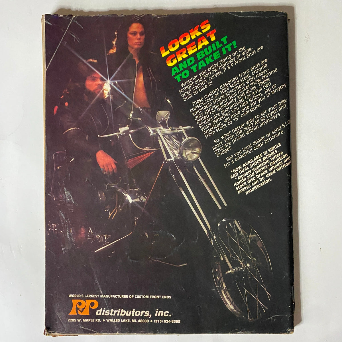 Easyriders Magazine August 1981, Issue No. 98, showcasing the back cover image with a stylish couple on a customized motorcycle.