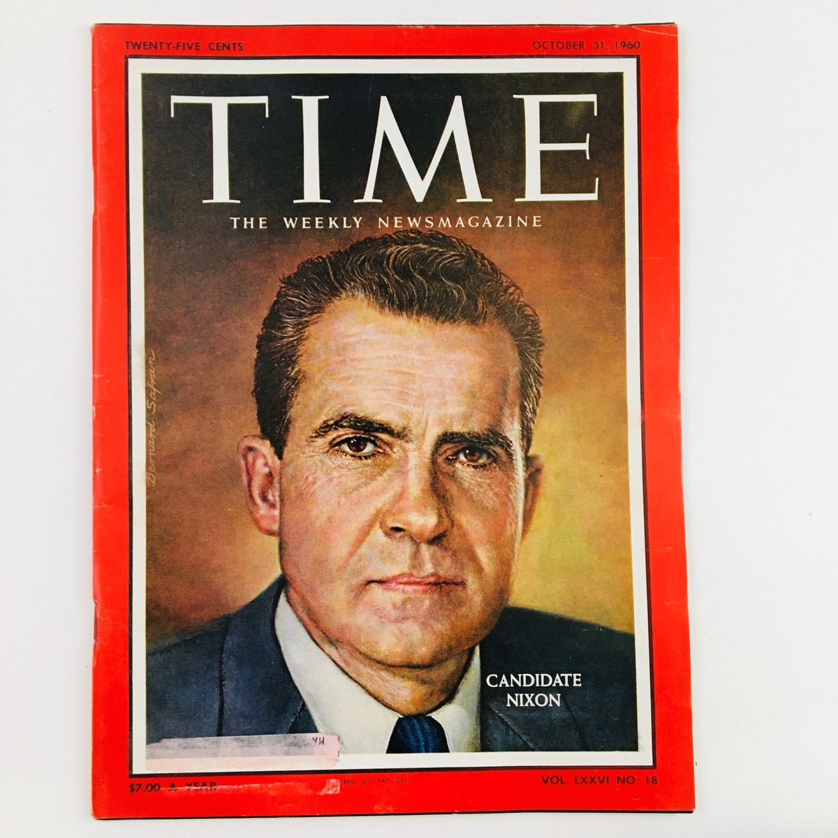 Vintage Time Magazine from October 31, 1960, Vol. 76 No. 18 featuring Candidate Richard Nixon on the cover, showcasing a pivotal moment in American political history.