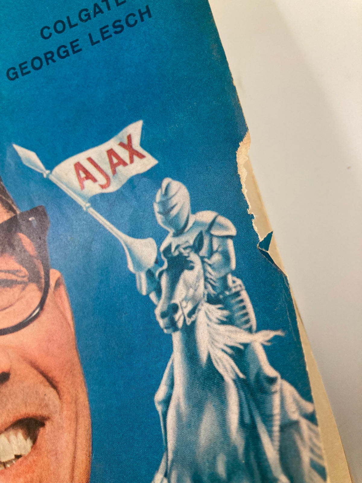 Side view of the VTG Forbes Magazine February 1 1966 cover showing a knight on horseback holding an AJAX flag.