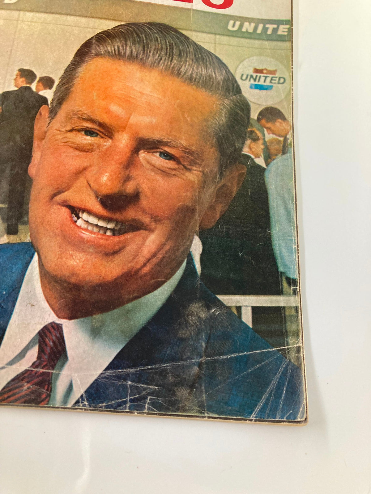 Close-up of President George Keck's smiling portrait on the cover of VTG Forbes Magazine August 15 1966, featuring the magazine's title and background details.