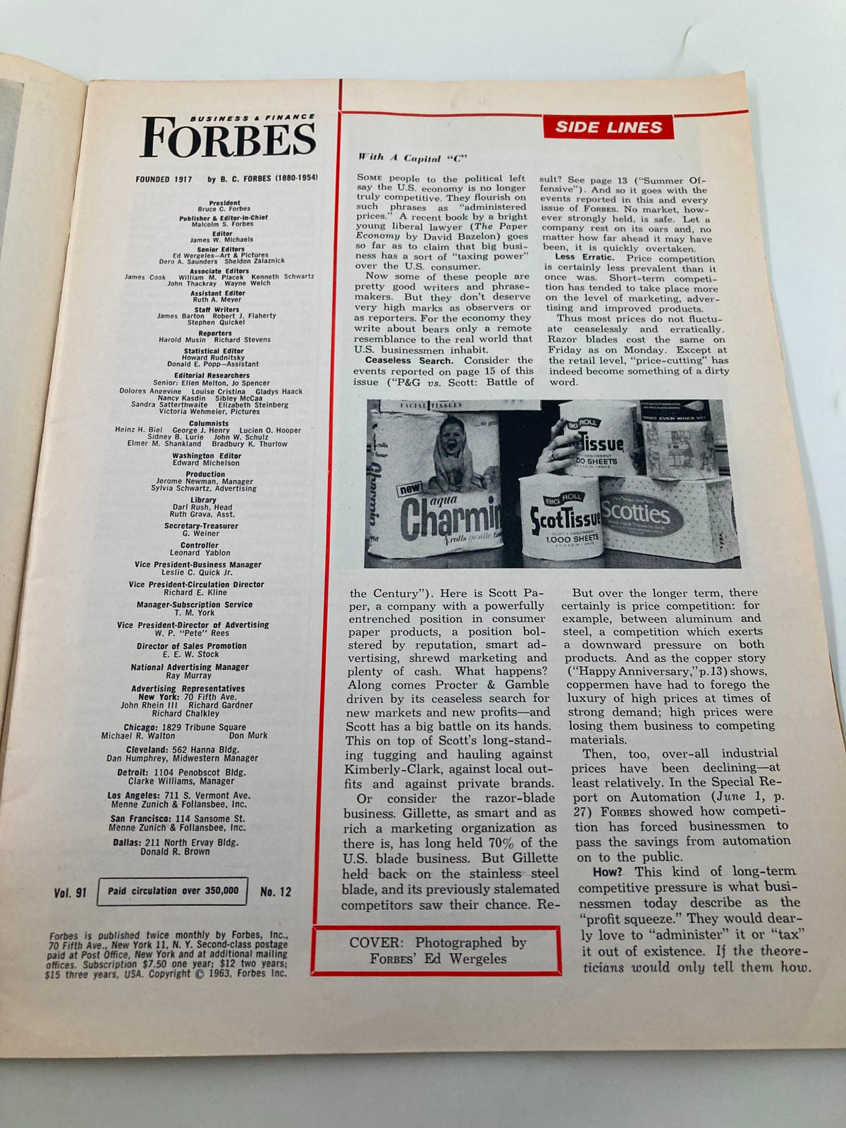 Inside page of VTG Forbes Magazine June 15 1963 displaying the editorial layout, including articles and business insights relevant to the time period.