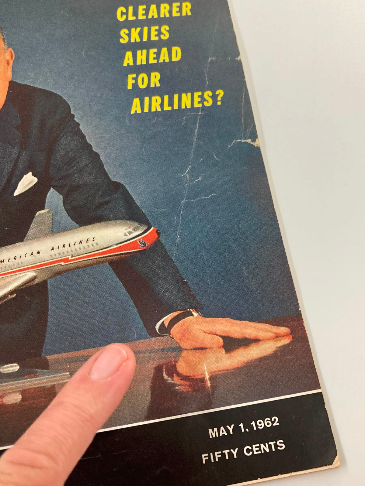 Cover of the VTG Forbes Magazine May 1, 1962 featuring a model airplane and the text 'Clearer Skies Ahead for Airlines?'