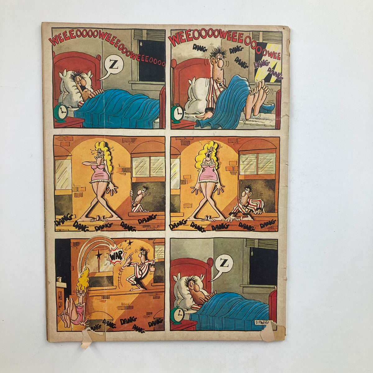Mad Magazine June 1980 No. 215 page featuring humorous comic strip depicting a character in bed reacting to a disturbance, vibrant colors and comedic illustrations typical of Mad Magazine.