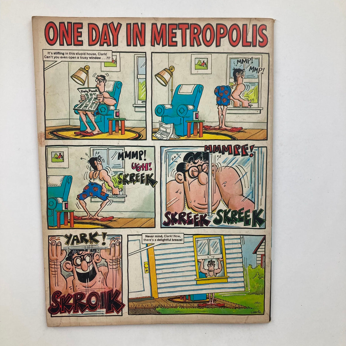 Back cover of Mad Magazine October 1981 No. 226 with a colorful comic strip titled "One Day in Metropolis," adding humor and charm to this vintage collectible.