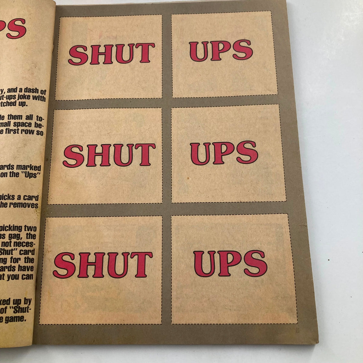 Game section of Cracked Annuals Magazine Fall 1984 showing areas for 'SHUT UPS'; part of the interactive 'Shut-Ups Game' feature.