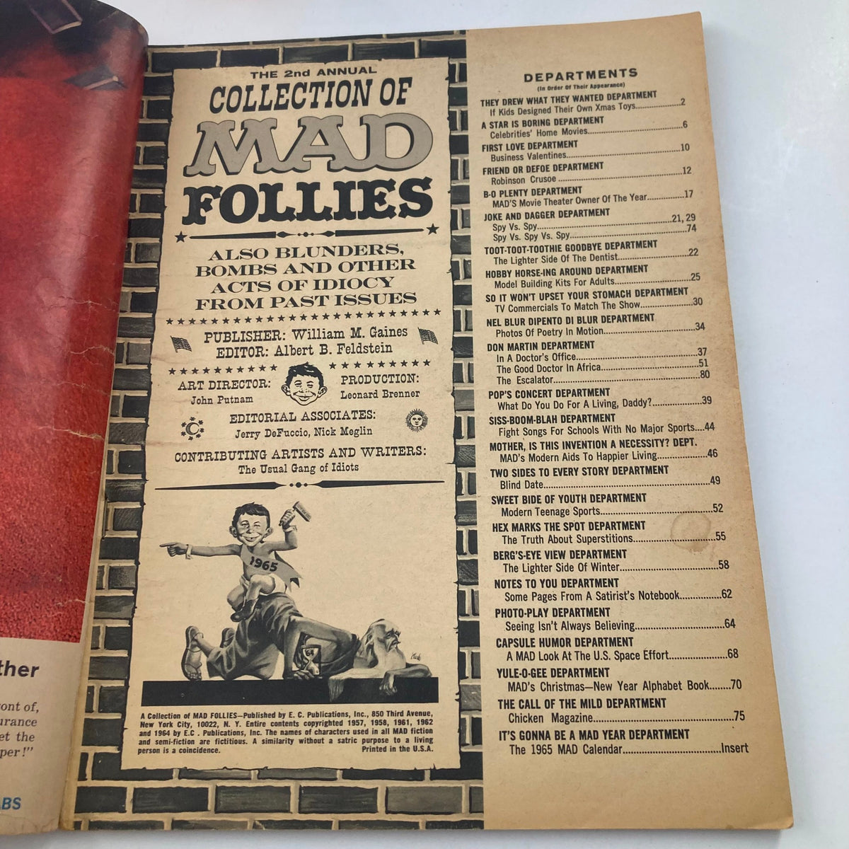 Cover page of Mad Follies Magazine 1964 featuring the 2nd Annual Collection of Mad Follies with a whimsical child illustration. Includes details about its content and departments.