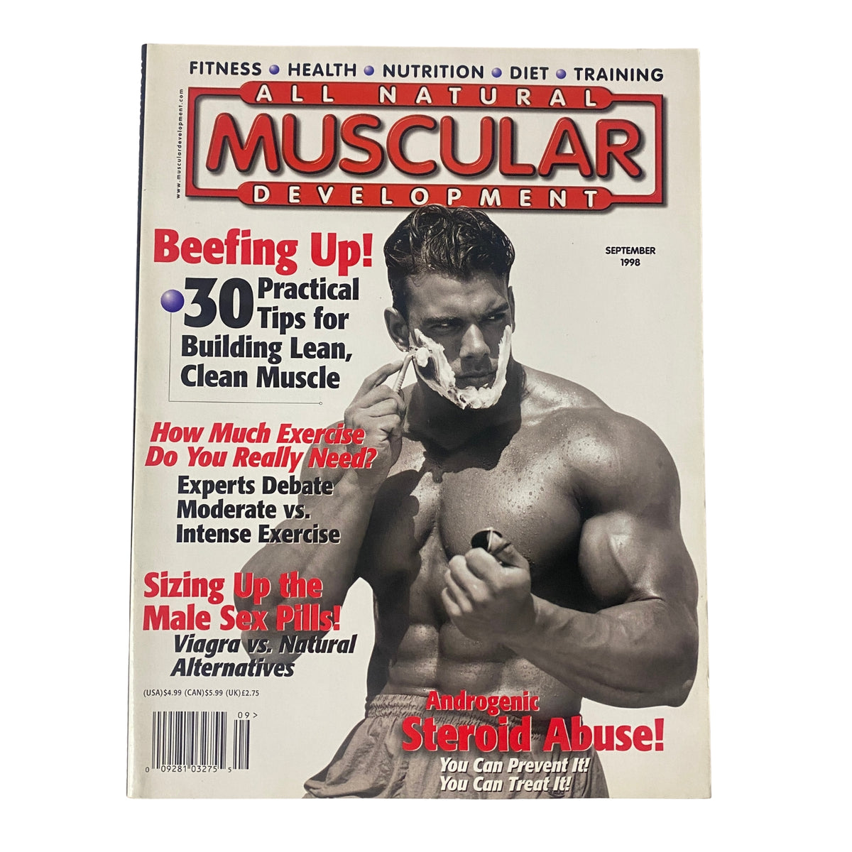 Cover of Muscular Development Magazine September 1998 featuring Frank Sepe, showcasing fitness tips, nutrition advice, and body building insights.