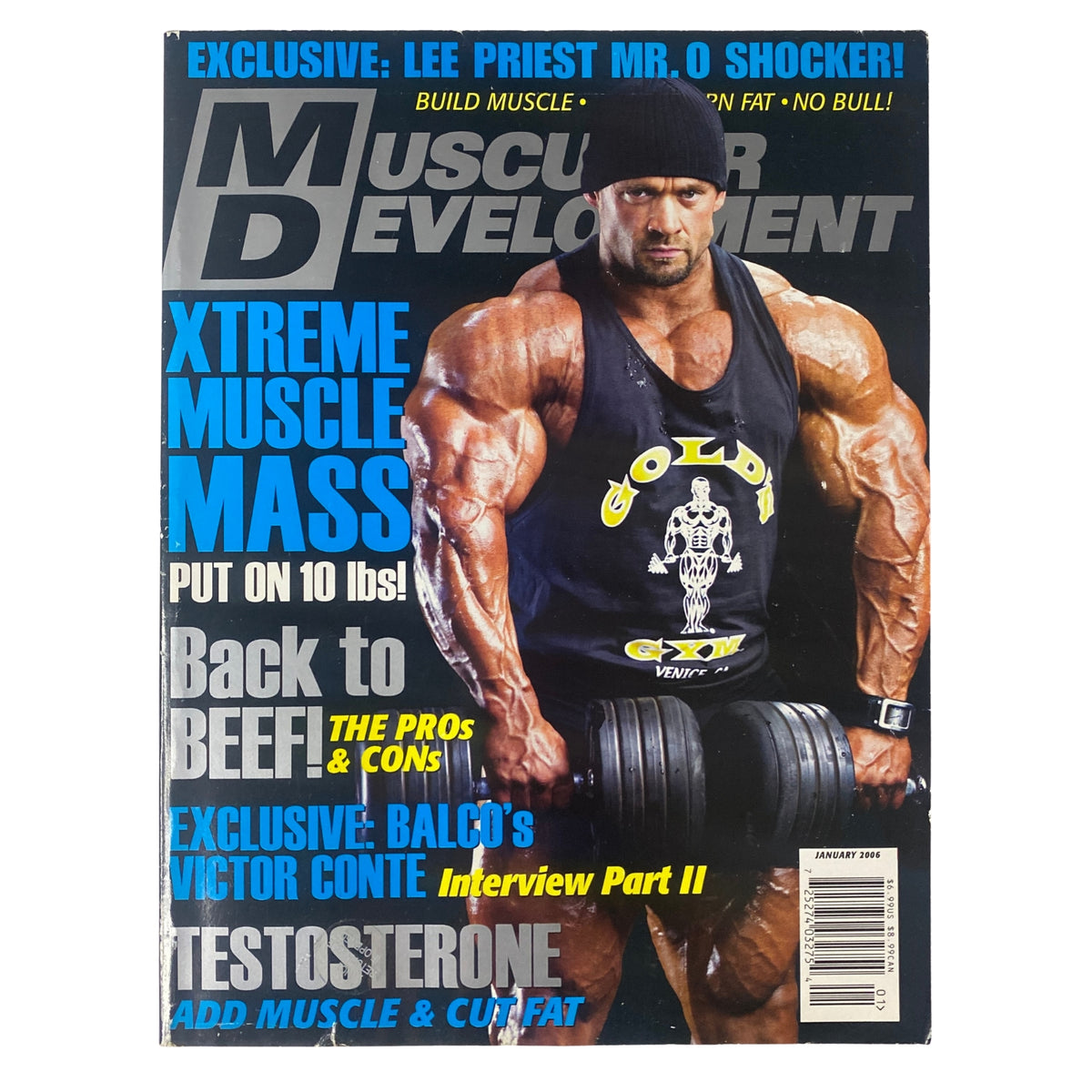 Muscular Development Magazine January 2006 featuring Branch Warren on the cover, showcasing a muscular bodybuilder holding weights.
