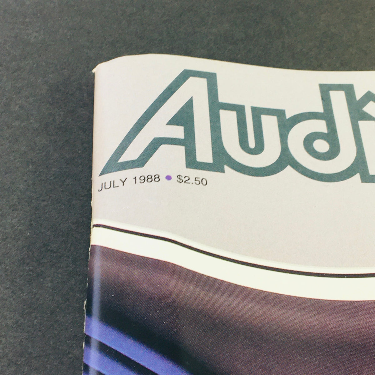 Close-up of the Vintage Audio Magazine July 1988 logo displaying the month and price. Highlights the magazine's focus on audio technology during the late 1980s.