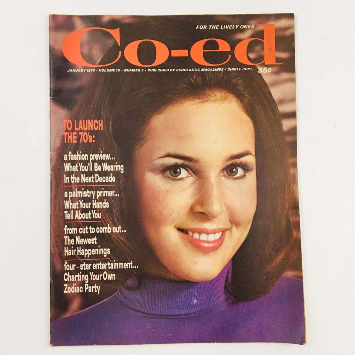 Co-ed Magazine January 1970 Vol. 15 No. 5 featuring model Barbara Hyman on the cover, showcasing 1970s fashion trends and culture.
