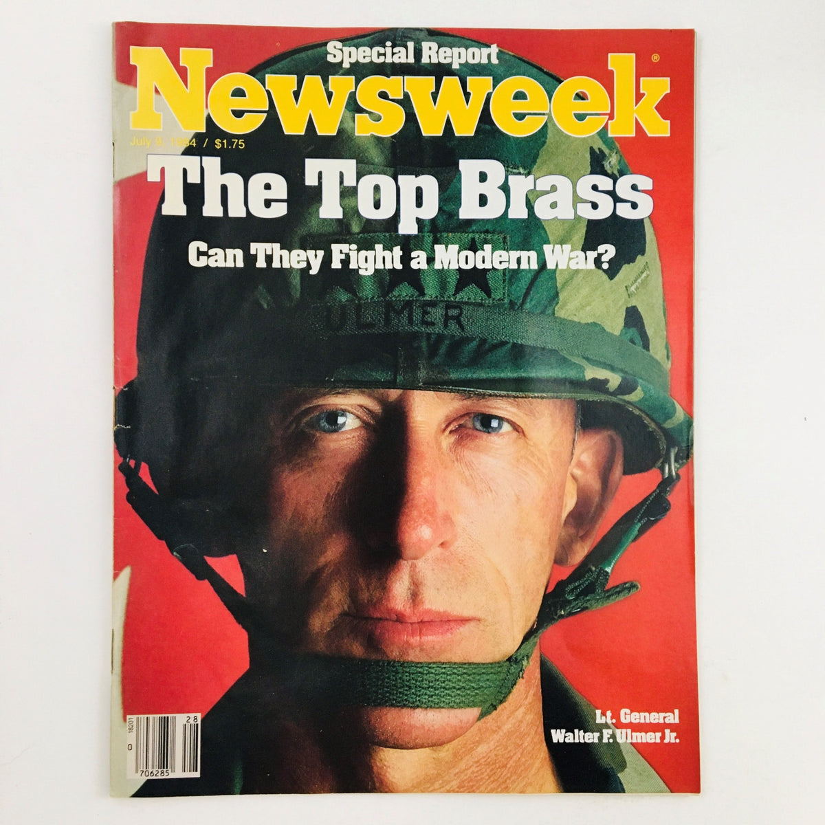 Cover of Newsweek Magazine from July 9, 1984 featuring Lt. General Walter F. Ulmer Jr. with the title 'The Top Brass: Can They Fight a Modern War?'