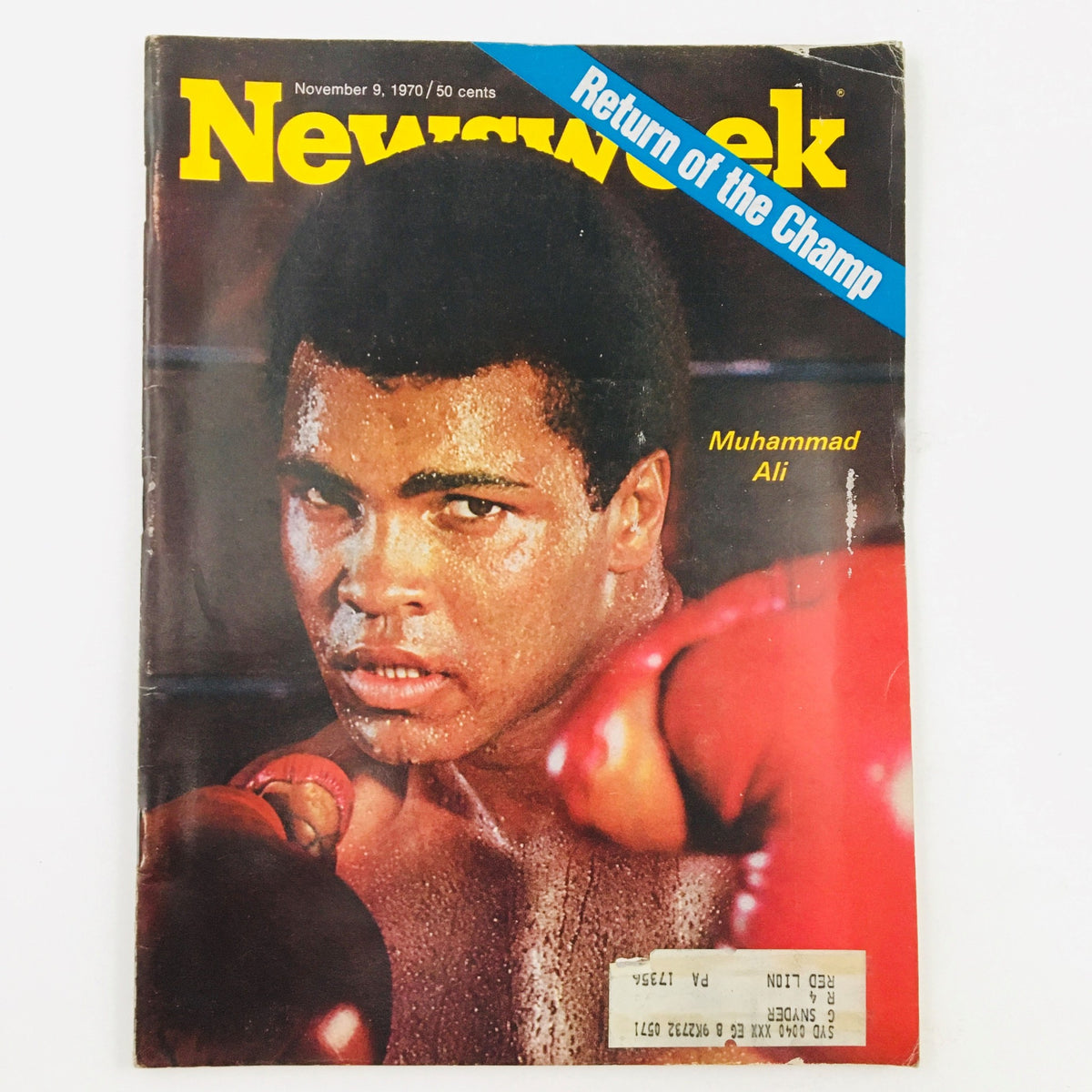 Cover of Newsweek Magazine dated November 9, 1970, featuring Muhammad Ali with the headline 'Return of the Champ', highlighting his comeback in boxing.