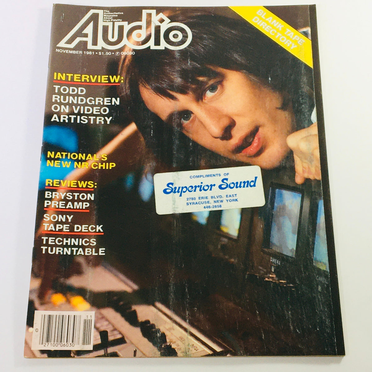 Cover of the November 1981 edition of VTG Audio Magazine featuring Todd Rundgren's video artistry with the title displayed prominently.