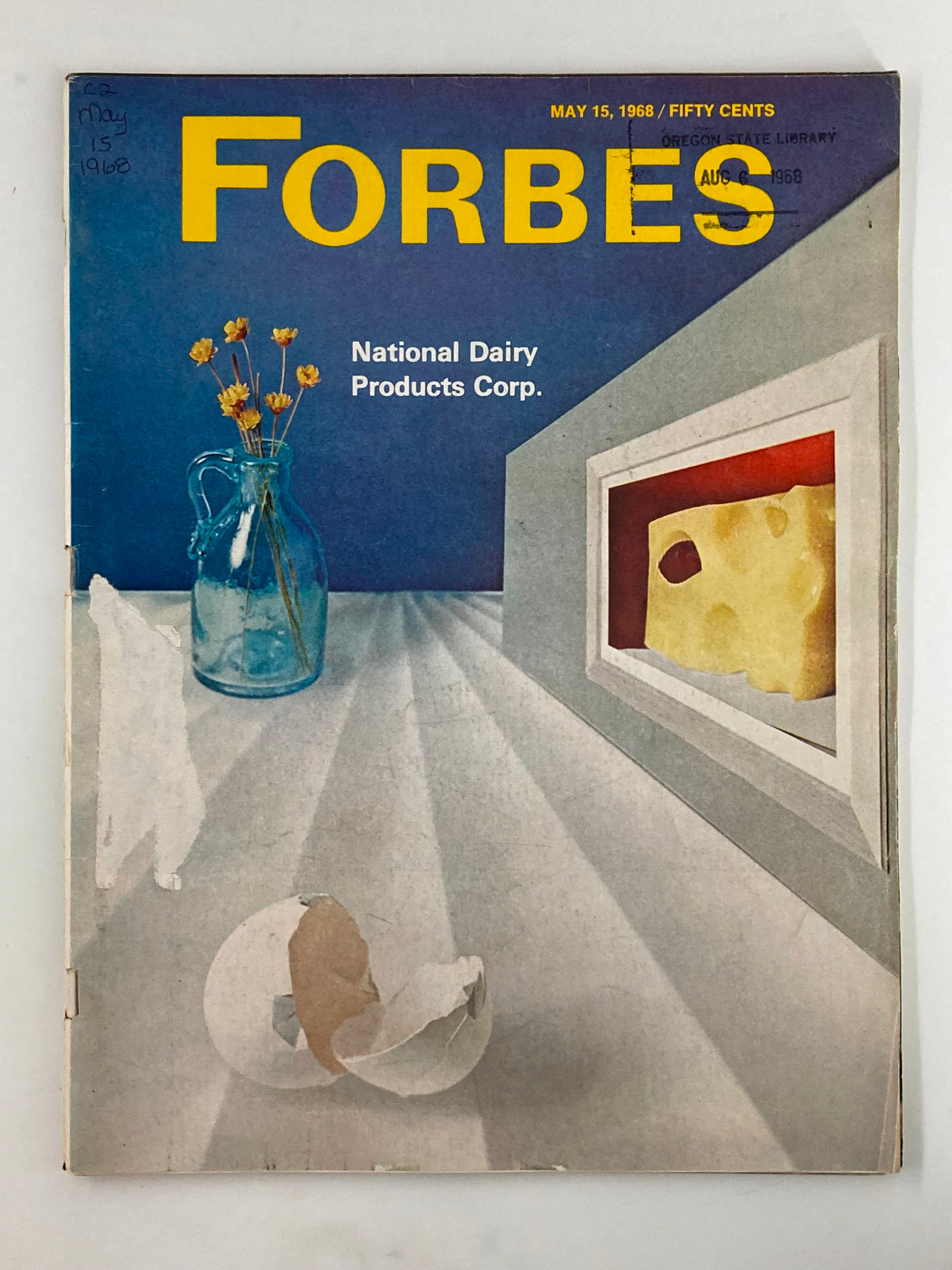 Cover of Forbes Magazine dated May 15, 1968, featuring the National Dairy Products Corporation with a blue background and artistic elements.