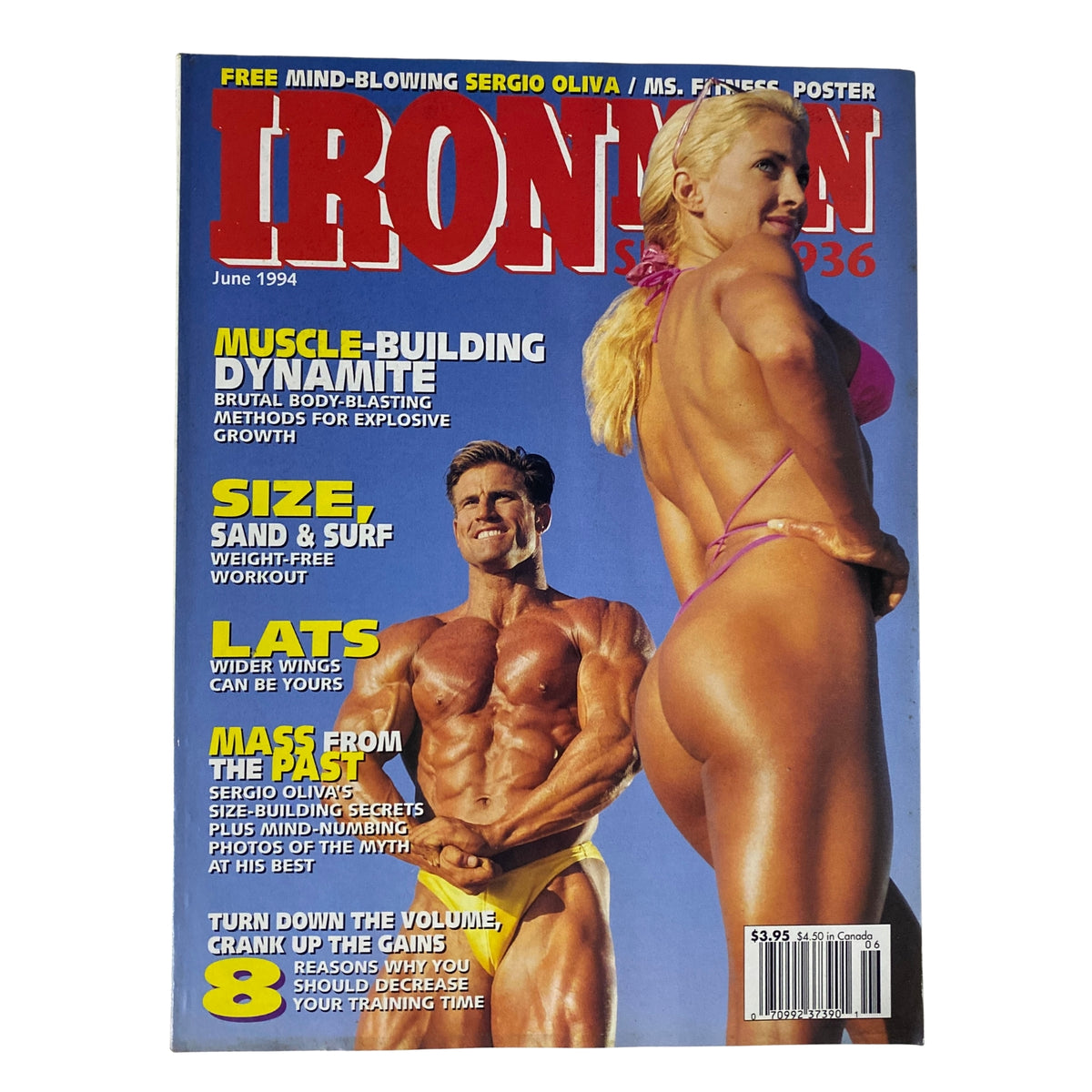 Cover of IronMan Magazine June 1994 featuring Lee Apperson and Debbie Kruck. This vintage bodybuilding magazine includes articles on training and fitness, showcasing peak physique excellence.