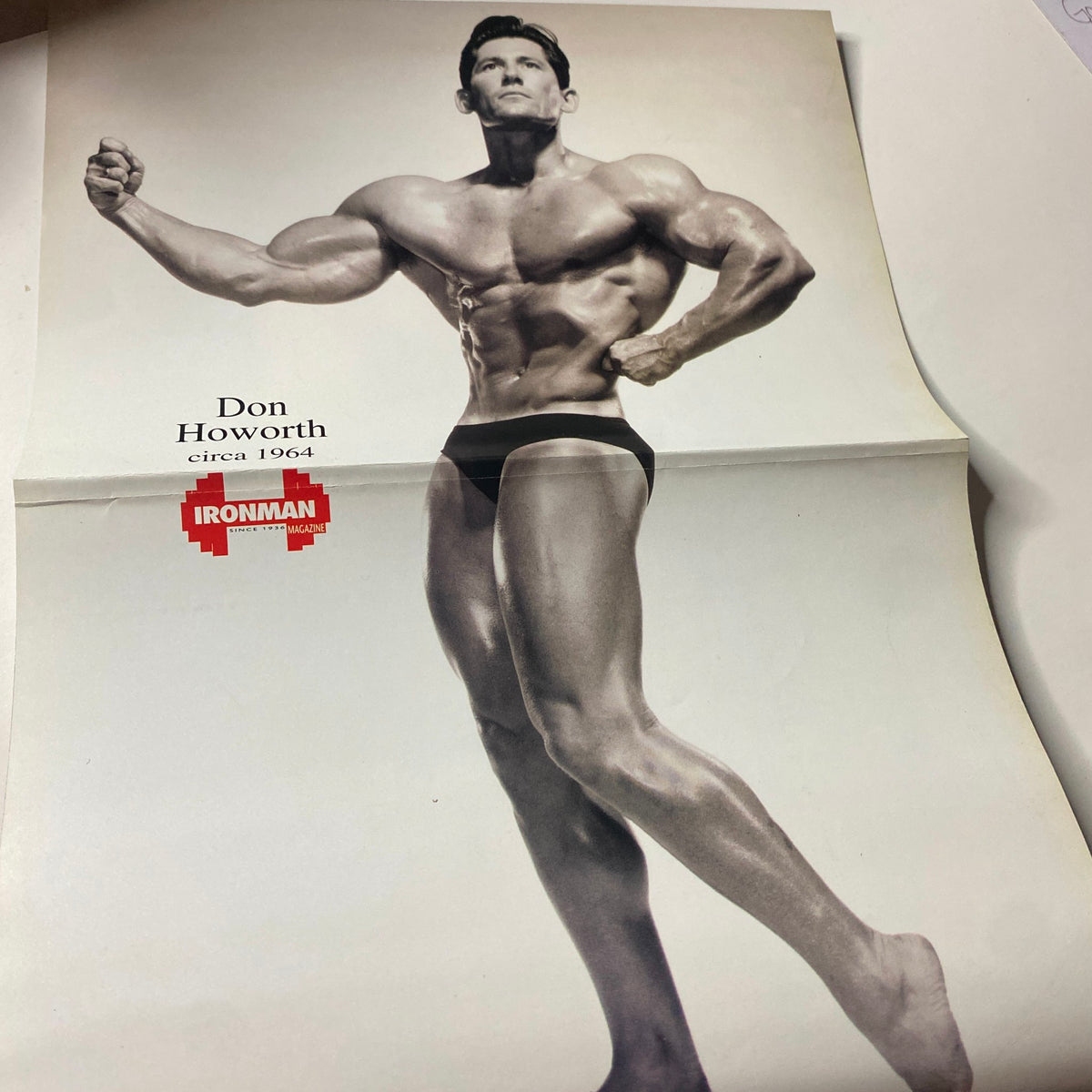 Don Howorth photo from the IronMan Magazine September 1994 issue, showcasing the physique of the 1964 bodybuilder. IronMan Magazine September 1994 Vol 53 No. 9 featuring Aaron Baker with poster included.