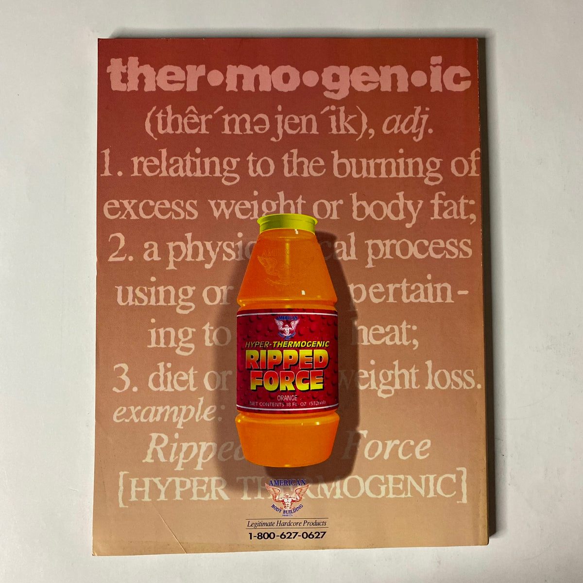 Supplement advertisement from IronMan Magazine March 1995 for Ripped Force, a thermogenic drink. The image promotes the product's benefits in weight management and fat burning.
