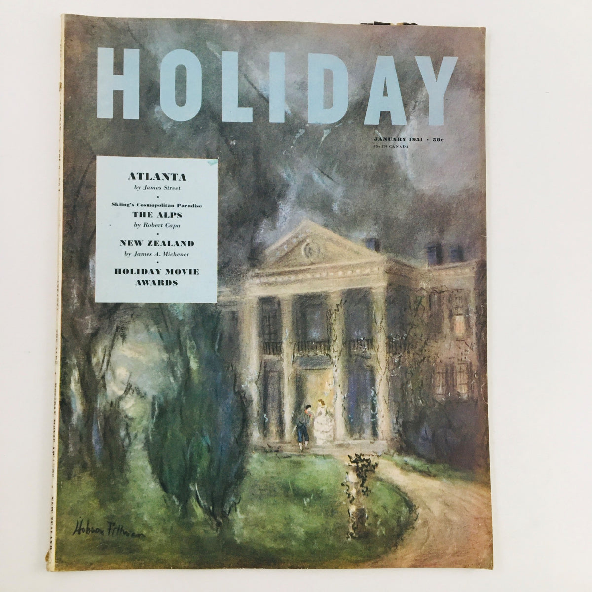 Cover of the VTG Holiday Magazine from January 1951, featuring skiing themes and a winter scene in the Alps.