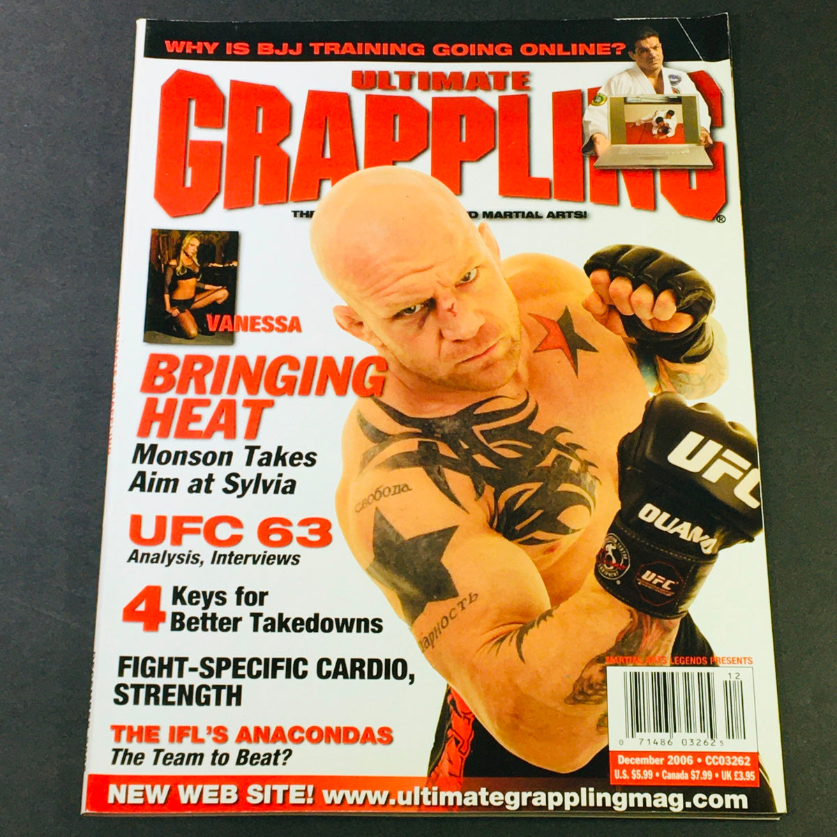 Cover of Ultimate Grappling MMA Magazine December 2006 featuring Jeff Monson, highlighting his fight against Sylvia and insights on UFC 63 along with articles on Brazilian Jiu-Jitsu.