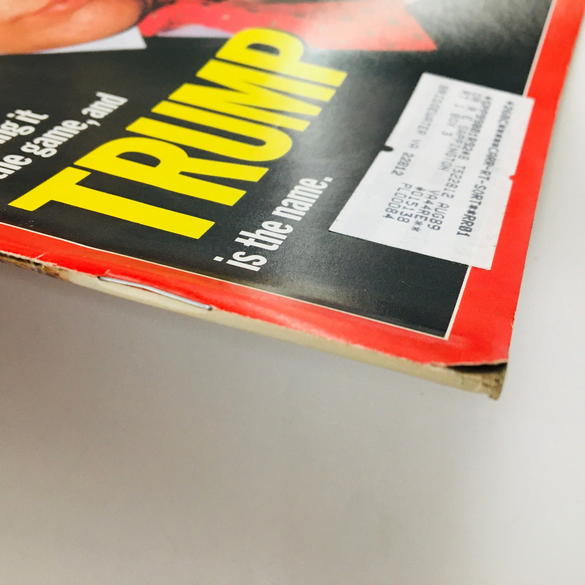 Side view of the Time Magazine January 16, 1989 cover featuring Donald Trump, showcasing the magazine's spine and a portion of the cover text.