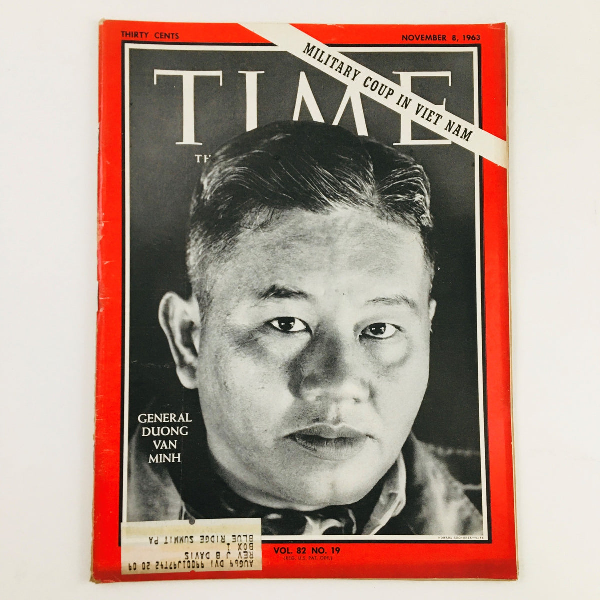Cover of Time Magazine from November 8, 1963, featuring General Duong Van Minh, Volume 82, Number 19, highlighting the military coup in Vietnam.