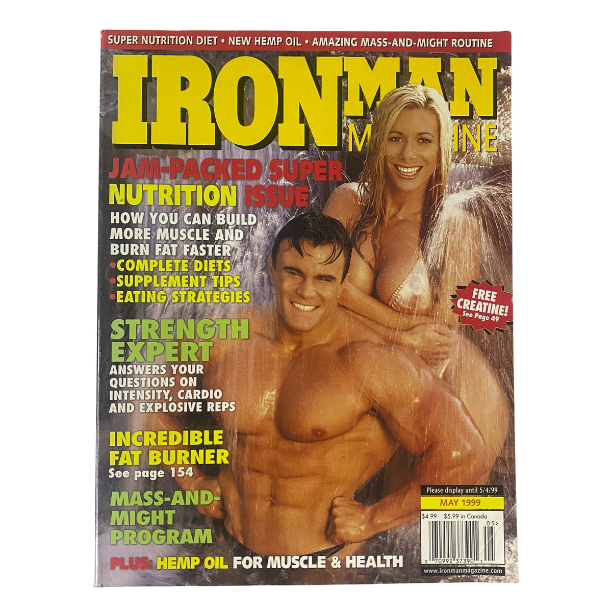 Cover of IronMan Magazine from May 1999 featuring Grant Henderson and Theresa Hessler. Highlighting fitness and nutrition topics, this iconic issue explores strength training and bodybuilding techniques.