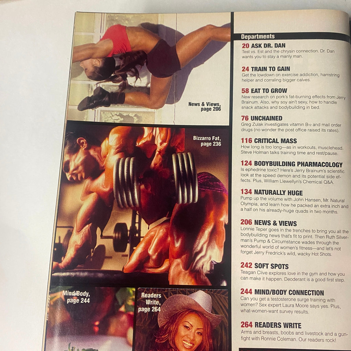 Another inside page of IronMan Magazine May 2001 displaying various features including workout tips and bodybuilding insights.