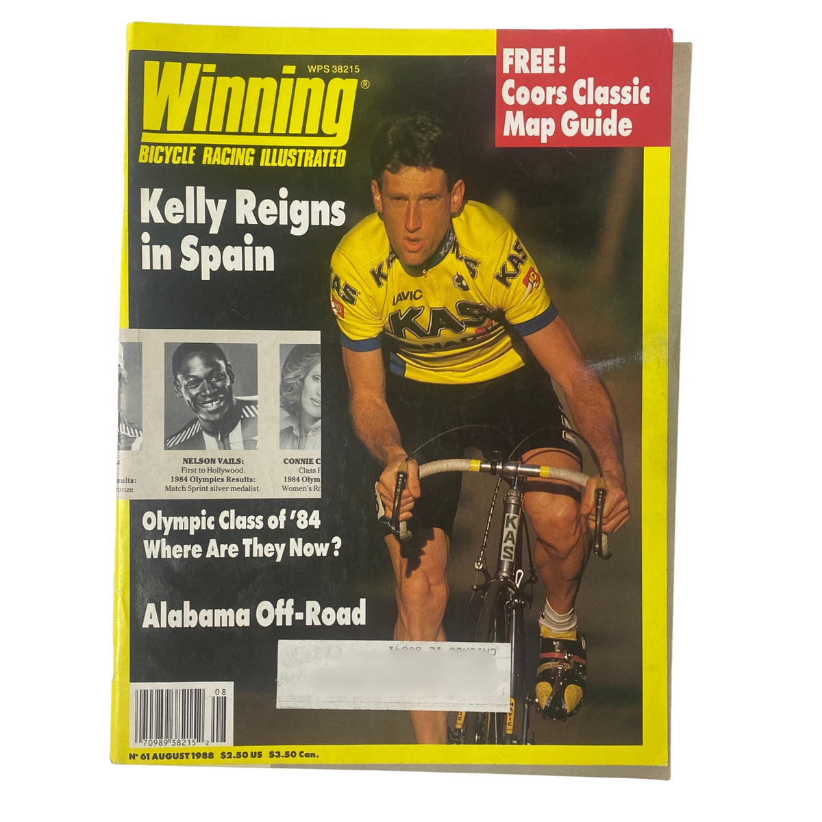 Winning Bicycle Racing Illustrated August 1988 No. 61 featuring Sean Kelly on the cover, showcasing his victory in the Tour of Spain, with highlights of Olympic Class of '84 and Alabama Off-Road.