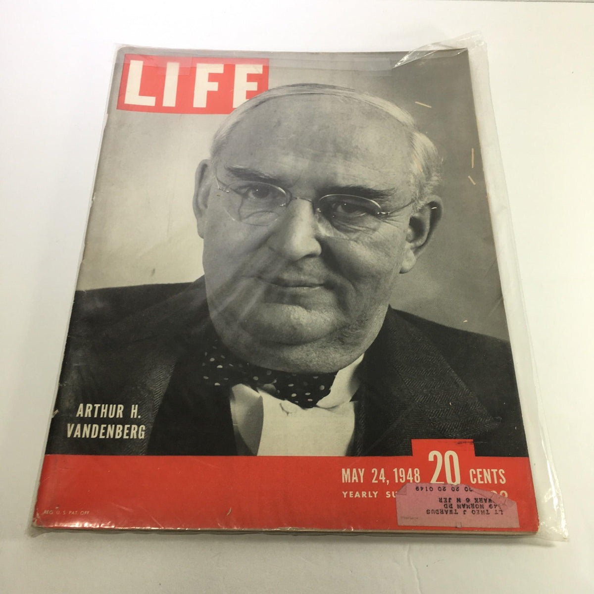 Life Magazine cover from May 24, 1948 featuring Arthur H. Vandenberg, showcasing a prominent figure in American politics during the post-war era.