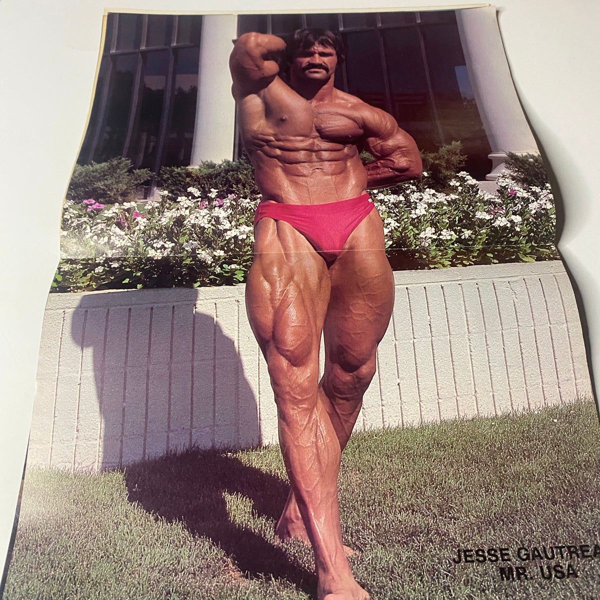 Photo of Jesse Gautreaux, Mr. USA, showcasing his bodybuilding physique in Muscle Digest Magazine July 1982.