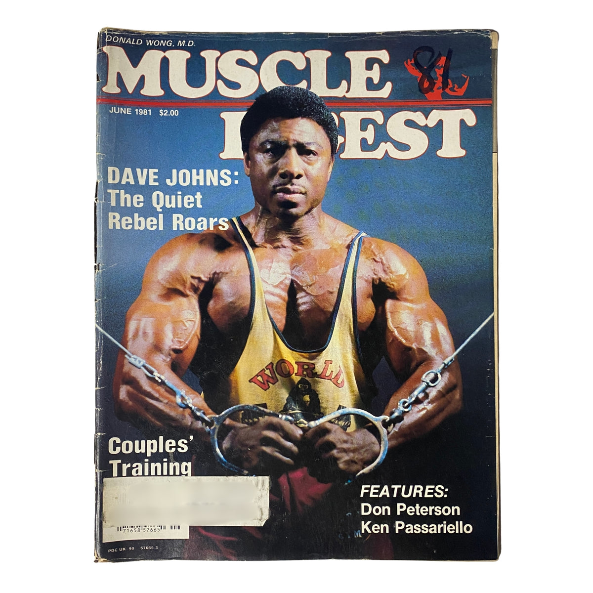 June 1981 Muscle Digest magazine cover featuring Dave Johns, showcasing his impressive physique with the title "Muscle Digest Magazine June 1981 Dave Johns w Centerfold GD Interior".